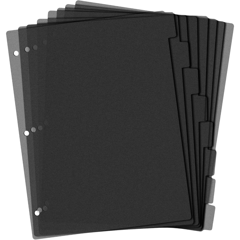 Index Tab Divider - 8 Divisori Neri in Plastica per